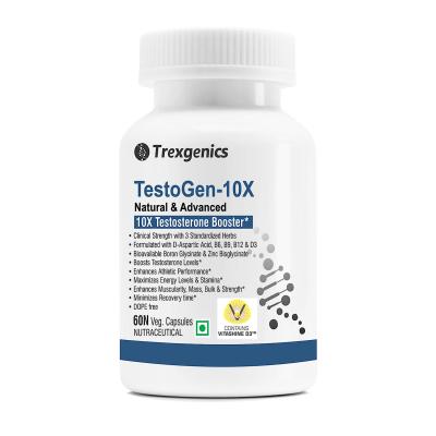 Testogen-10X Synergistic Testosterone and Athletic Performance Booster with Ashwagandha withanolides, Fenugreek & Tribulus saponins, Boron Glycinate,Zinc,D