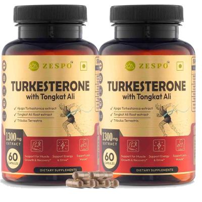 Turkesterone With Tongkat Ali root extract & Tribulus Terrestris 1300MG - Natural Testosterone Support Supplement for Men - Pack of 2