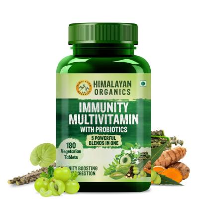 Immunity Multivitamin With Probiotics | B1,B2,B3,B5,B6,B12,A,E,k,D3,Zinc, Giloy, Calcium | Boost Energy | Good For Bone, Joints, Hair & Skin -180 Veg Table